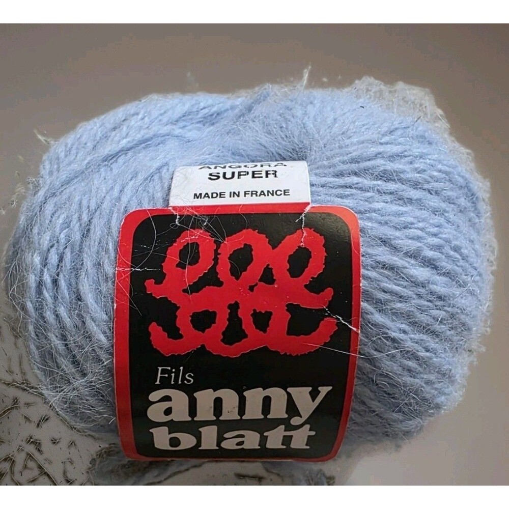 Laine’s Anny Blatt Angora Yarn Soft Blue Skein Made In France Knitting Crafting